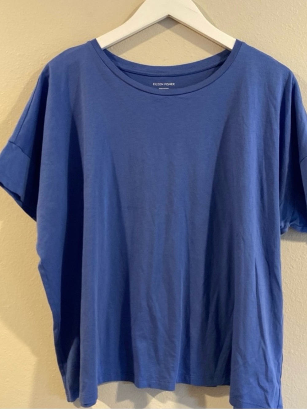 Eileen Fisher Organic Cotton Boxy Tee Size XL Blue Relaxed Crewneck